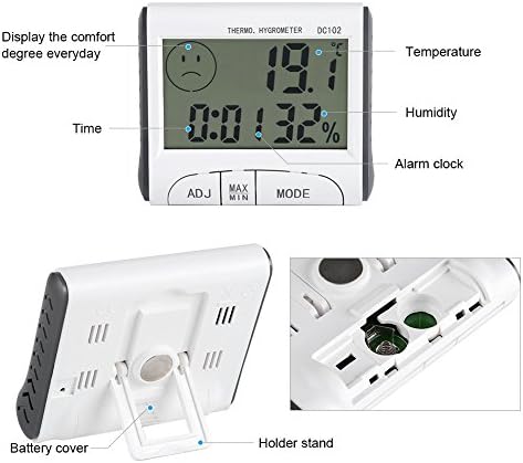 Fdit Digitális Hőmérő Páratartalom, LCD kijelző Beltéri Hőmérő Páratartalom Monitor Ébresztőóra Otthon Hálószoba