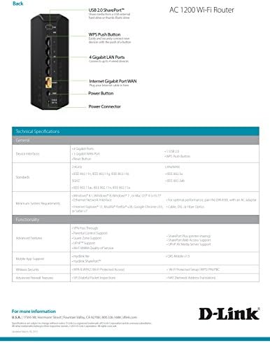 A D-Link Vezeték nélküli HÁLÓZATI 1200 Mbps Haza Cloud Alkalmazás-Képes kétsávos Gigabit Router (DIR-850L)