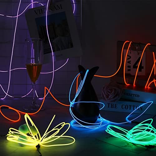 10 Pack EL Drót 9.8 ft LED Vezeték Lámpák Akkumulátor Hordozható Neon Fények Cuttable Izzó Villódzó Elektrolumineszcens Lámpa