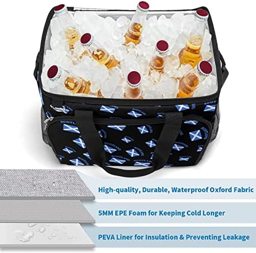 Zászló-Skócia Szigetelt Táska Hordozható Ice Box Hűvösebb Váll Csomag Oldalsó Zseb Bevásárlás Piknikek Munka Étkezés