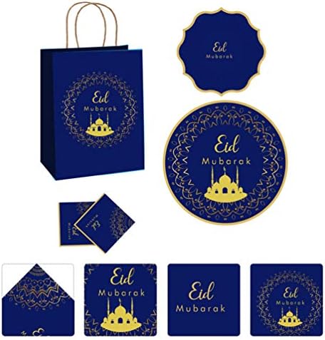 TOYANDONA Kék Edény Készlet 1 Készlet/37pcs Eid Mubarak Étkészlet Eldobható Evőeszközök egyszeri Étkészlet Eldobható Evőeszközök