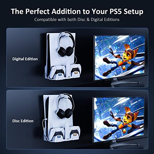NexiGo PS5, valamint PSVR2 Fali Készlet, töltőállomás, Vezérlő tartó Fejhallgató Akasztó - Fém Falra Töltő Állvány Playstation