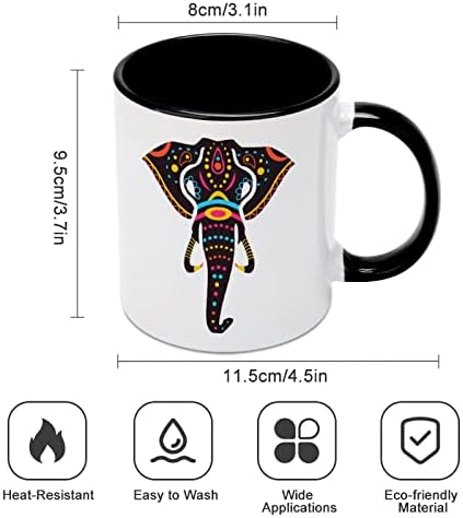 Indiai Elefánt Kerámia Bögre, Kreatív Fekete Belső Csésze Tartós Kezelni Bögre Egyedi Ajándékok