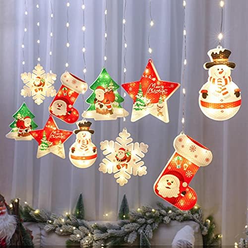 KESTY Karácsonyi Dekorációs Lámpák, Függöny Világítás, LED lámpa, Karácsonyi Ablak Díszített Csillagos Jég Szalag Világítás