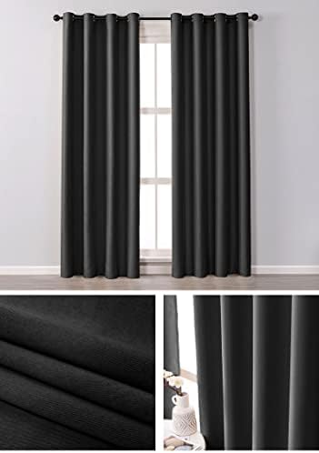 Daesar 2 Panelek Modern Függönyök Hálószoba, Függöny Háló Poliészter Fekete egyszínű Ablak Kezelés sötétítő Függöny 40 W