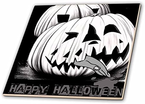 3dRose Aranyos, Vicces Boldog Halloween Gonosz Tököt eszik Kezét Ijesztő - Csempe (ct-371299-3)