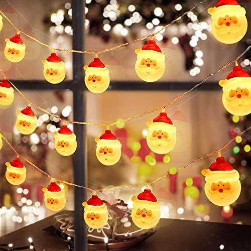 QUICARD 10 Ft 20 LED Karácsonyi Mikulás String Fények, IP44 Vízálló elemes Meleg Fehér karácsonyfa String Fények, Díszek,