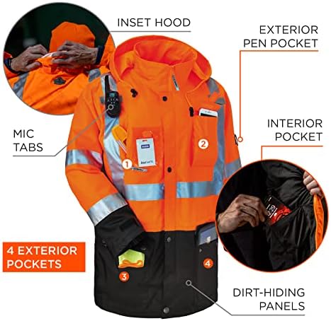 Ergodyne Standard Magas Láthatósági Fényvisszaverő Kabát Készlet, Tartalmazza a Külső Eső Shell, valamint Termikus Polár