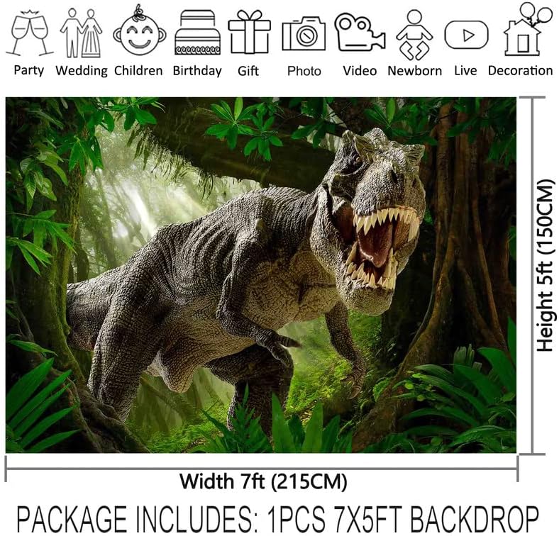 YCUCUEI 7x5ft Dinoszaurusz Világ Park Fotózás Hátteret Trópusi Dzsungel Háttér Gyerekeknek, Születésnapi Party Dekorációk,