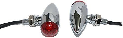 Beautyexpectly Chrome Mini Golyó LED Fék lámpa Jelzőfény Vörös Lencse Motorkerékpár