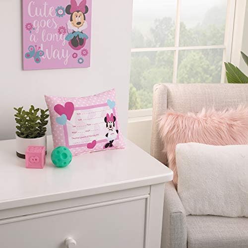 Disney Minnie Egér Dekoratív Ajándék Párna - Személyre szabott Születési Párna, Rózsaszín, Fehér, Réce , 8x11x4 Inch (Csomag