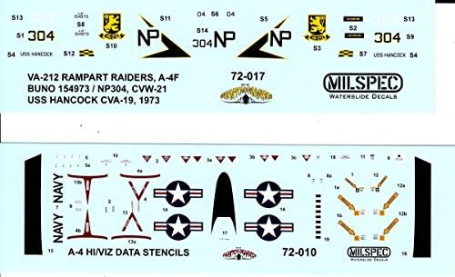 MilSpec Matricák CAMMS72017 1:72-4F Skyhawk VA-212 Rampart Raiders USS Hancock 1973 [CSÚSZDÁN Matrica Lap]