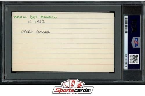 Mario del Monaco (d.1982) Aláírt Auto 3x5 Index Kártya PSA/DNS-Opera Tenor - Dedikált Futball Fotók