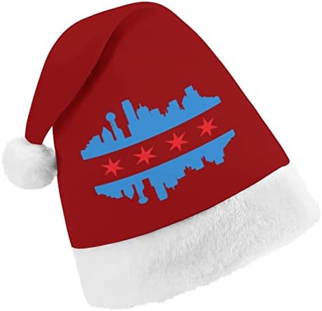 Chicago Zászló Épületek Skyline Unisex Klasszikus Karácsonyi Kalap Szép, Meleg Télapó Sapka Xmas Beanie Sapka