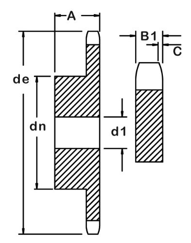Ametric 12B14 Metrikus 12B14 ISO-04B-1 Hub Acél Lánckerekek 14 Fogak Ametric 12. Egyetlen Szálát, Lánc, 6mm Pályán, 2.8 mm-es