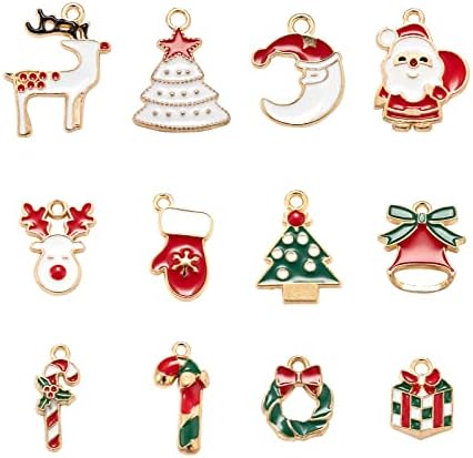 Spritewelry Karácsonyi Téma Fény Arany Ötvözet Zománc Medálok karácsonyfa Mikulás Hold Rénszarvas Kesztyű Jingle Bell Hóember