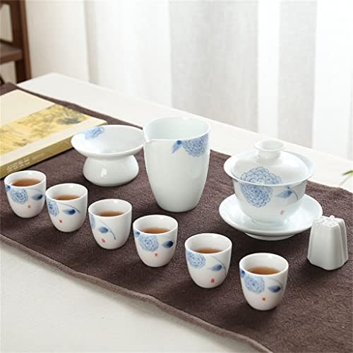 BBSJ Kreatív, Kézzel Festett Fehér Porcelán Kung Fu Tea Set Tartozó Tál Kerámia teáscsésze Meghatározott Teljes